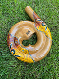 Didgeridoo, Didghorn Mahagony Wood, Spiral, 12" diameter Painted Yellow