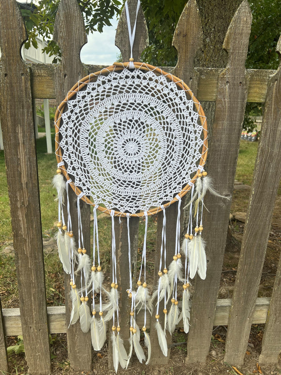 Dream Catcher Rattan Crochet White – Large 15