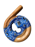 Didgeridoo, Didghorn Mahagony Wood, Spiral, 12" diameter Painted Blue