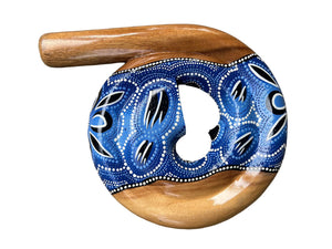 Didgeridoo, Didghorn Mahagony Wood, Spiral, 12" diameter Painted Blue