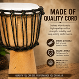 Djembe Beginner Drum 20" Tall 8.5-9.5" Head Mahogany Wood Goat Skin
