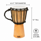 Terre Djembe Handmade Drum 12" Tall 6.5-7" Head Mahogany Wood Goat Skin