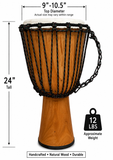 Djembe Beginner Drum 24" Tall 9-10.5" Head Mahogany Wood Goat Skin