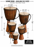 Terre Djembe Handmade Drum 12" Tall 6.5-7" Head Mahogany Wood Goat Skin