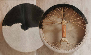 Shaman Drum Made of Goat Skin with Hair - Viking Leather Style 20" - 30% off Missing some hair