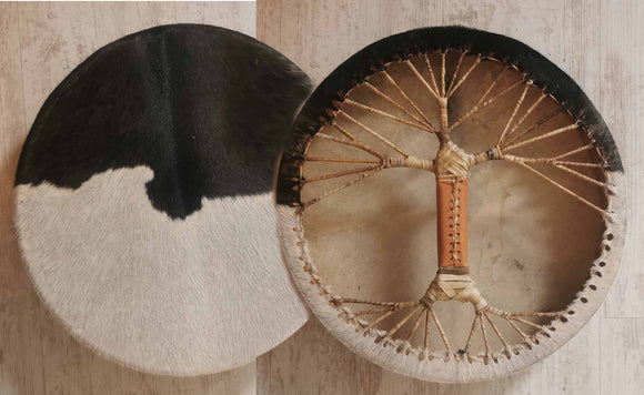 Shaman Drum Made of Goat Skin with Hair - Viking Leather Style 20