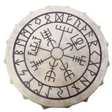 Terre 20" Shaman Drum with Goatskin Head – 6 Sacred Styles Including Viking Runes, Vegvísir, Sleipnir, Saami, Maya & Lady of the Wood
