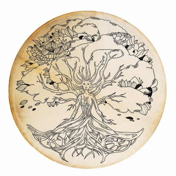 Handmade Terre Shaman Drum with “Lady of the Wood” Design – 16