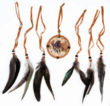 Terre Shaman Drum with Sleipnir, Hugin & Munin Design – 16" or 20" Norse Ritual Drum with Goatskin Head & Feather Ornament