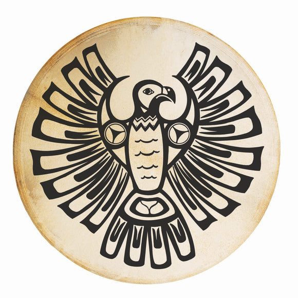 Terre Shaman Drum with Thunderbird Design – 16