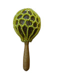 Terre Shekere Ball - Handcrafted 9 inches in length and 4 inches in head Coconut Instrument with Colorful Glass Beads for Vibrant Sound