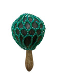 Terre Shekere Ball - Handcrafted 9 inches in length and 4 inches in head Coconut Instrument with Colorful Glass Beads for Vibrant Sound