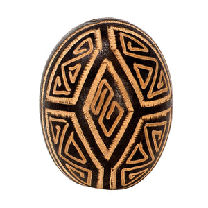 Terre Shaman-Egg Huingo Shaker - Handcrafted from Tutuma Seeds, Ethnic Inka Design, 3” Diameter