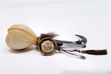 Terré Shamanshaker Handmade from Chamois Antler and Goat Skin with Feather Totem – Native Style in Sizes S & L Two sounds  Ocean or Rain