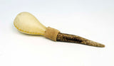 Terré Shamanshaker Handmade from Deer Antler and Cowhide with Feather Totem – Traditional Native Style in S, M & L Sizes, Two sounds  Ocean or Rain
