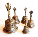 Tibetan Bell Handmade in Indian Tibetan Bell made of brass Useful for yoga prayer meditation singing and spiritual mantra rituals Tibetan Buddhist Meditation Bell Set(6 inch)