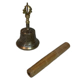 Tibetan Bell Handmade in Indian Tibetan Bell made of brass Useful for yoga prayer meditation singing and spiritual mantra rituals Tibetan Buddhist Meditation Bell Set(6.5 inch)