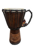 Djembe Beginner carved, 16" tall, 7.5-8.5" head