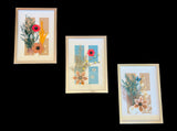 Rectangular Framed Wall Art Decoration with Dried Flowers, Black, White, and Gold Frames 17x11.5x1.5 inches