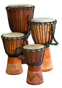 Djembe Beginner carved, 24" tall, 9-10.5" head